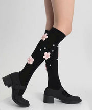 Elegant Black Pearl Floral Excecutive Socks