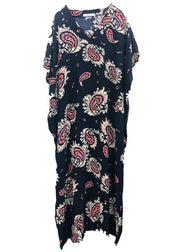 Elegant Floral Summer Dresses Long Cotton Caftans Plus Size - SooLinen