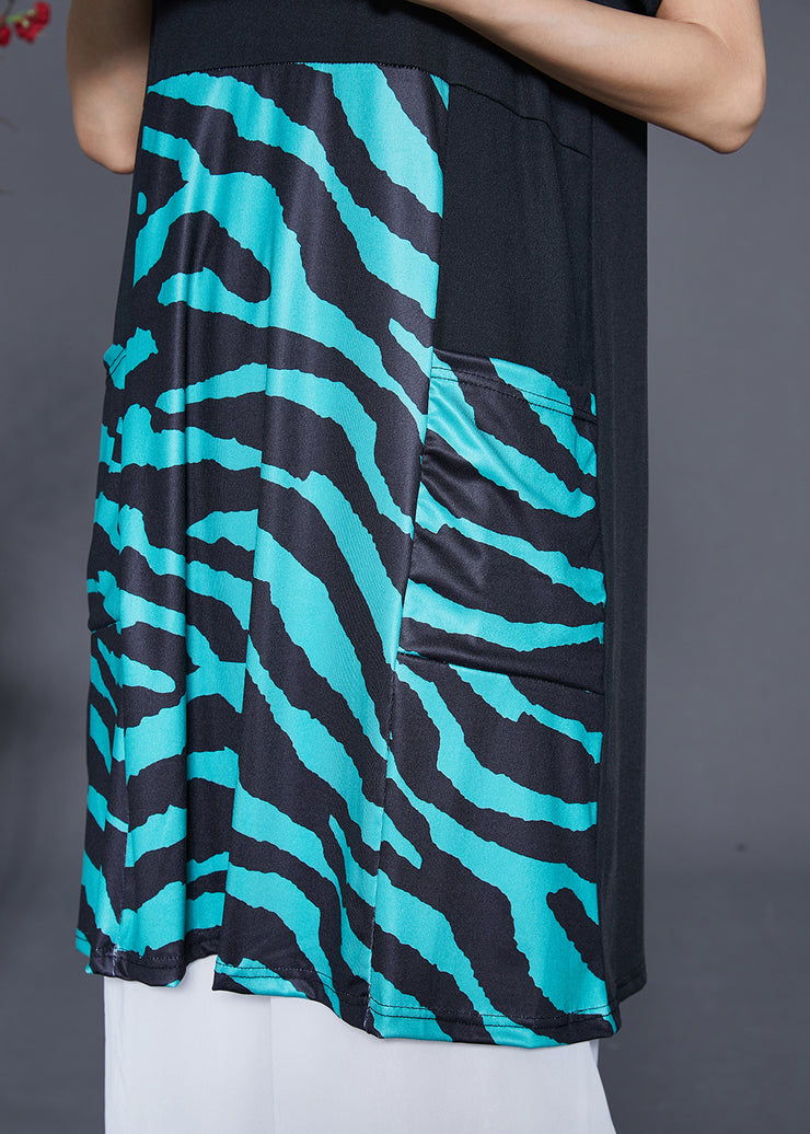 Elegant Black Striped Patchwork Pockets Cotton Maxi Dresses Summer