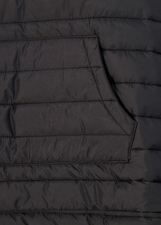 Eleganter schwarzer Kordelzug mit Kapuze Taschen feine Baumwolle gefüllte Oberteile Winter