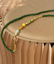 Elegant Blackish Green Jade Turquoise Cloisonne Enamel Detachable Beading Graduated Bead Necklace