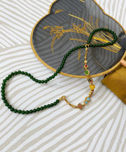 Elegant Blackish Green Jade Turquoise Cloisonne Enamel Detachable Beading Gratuated Bead Necklace