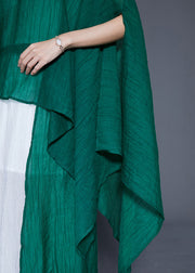Elegant Blackish Green Oversized Asymmetrical Design Silk Two Pieces Set Summer