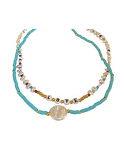 Elegant Blue Alloy Acrylic Pearl Bilayer Beading Graduated Bead Necklace