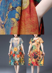 Elegantes Baumwollkleid mit O-Ausschnitt und kurzen Ärmeln