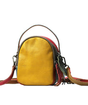 Elegant Colorblock Patchwork Calf Leather Messenger Bag