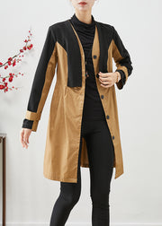 Elegant Colorblock Silm Fit Patchwork Cotton Trench Fall