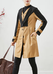 Elegant Colorblock Silm Fit Patchwork Cotton Trench Fall