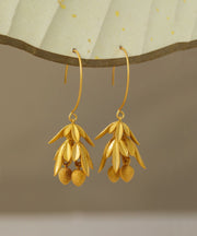 Elegant Gold Sterling Silver Ancient Gold Litchi Drop Earrings