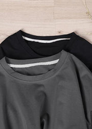 Elegant Gray Cinched Pockets Loose Sweatshirts Top - SooLinen