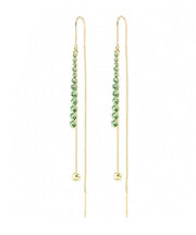 Elegant Green Copper Zircon Tassel Drop Earrings
