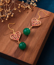 Elegant Green Love Gold Plated Drop Earrings