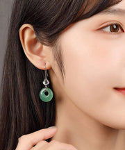 Elegant Green Sterling Silver Jade Drop Earrings