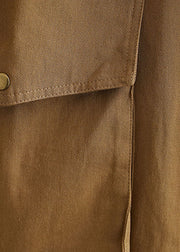 Eleganter Frühlingsmantel aus Baumwolle mit Reißverschlusstaschen in Khaki