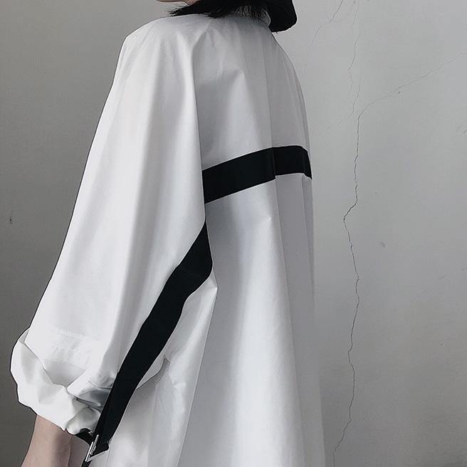 Elegant Lapel Side Open Spring Dresses Shape White A Line Dresses - SooLinen