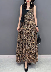 Elegant Leopard Tie Waist Top And Maxi Skirts Two Pieces Set Summer