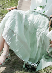 Elegante hellgrüne Patchwork-elastische Taillen-Organza-Röcke in A-Linie Sommer