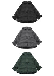 Elegant Loose fitting winter jacket drawstring coats black hooded women parka - SooLinen