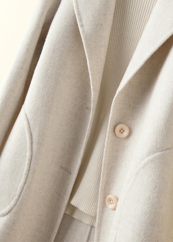 Elegant Notched pockets Fashion tunic coat beige Art outwears - SooLinen