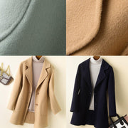 Elegant Notched pockets Fashion tunic coat beige Art outwears - SooLinen