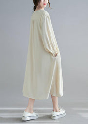 Elegant Nude Wardrobes O Neck Lantern Sleeve A Line Spring Dresses - SooLinen