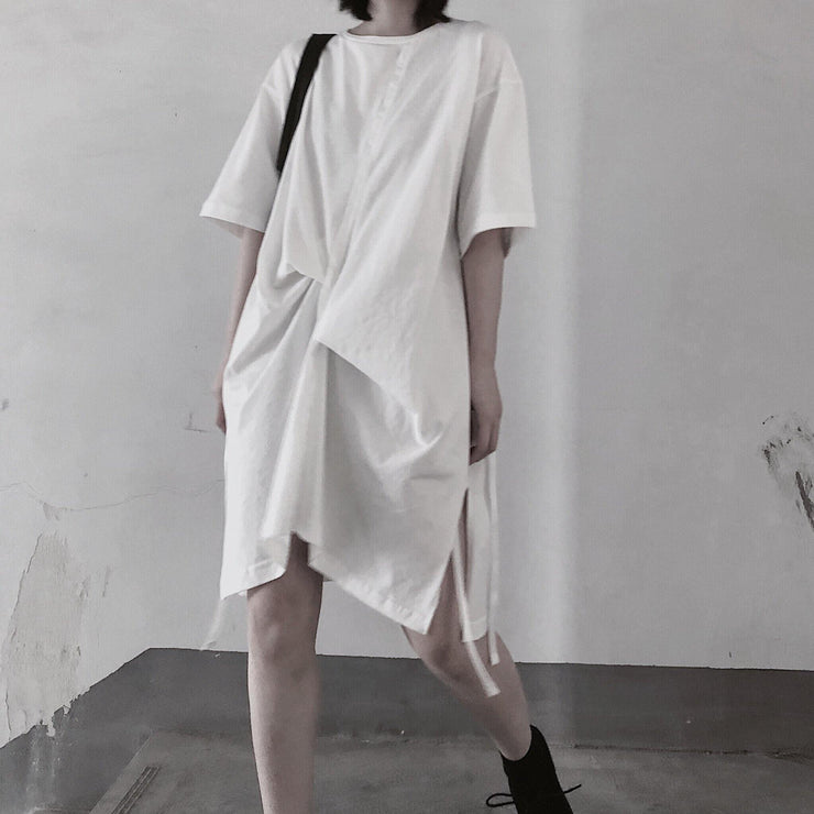 Elegant O Neck Half Sleeve Spring Tunics Wardrobes White Dress - SooLinen