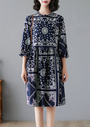 Elegant O-Neck Print Maxi Dresses Half Sleeve