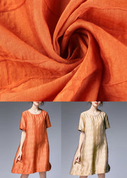 Elegant Orange O Neck Silk A Line Dress Summer