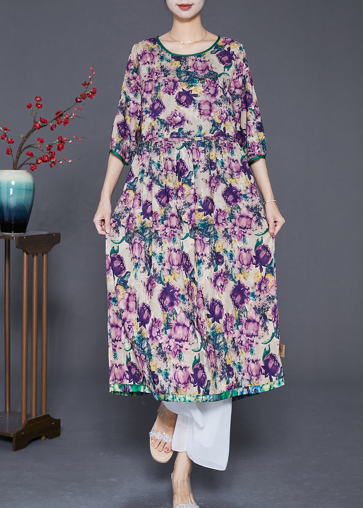 Elegant Oversized Cinched Wear On Both Sides Silk Long Dresses Summer