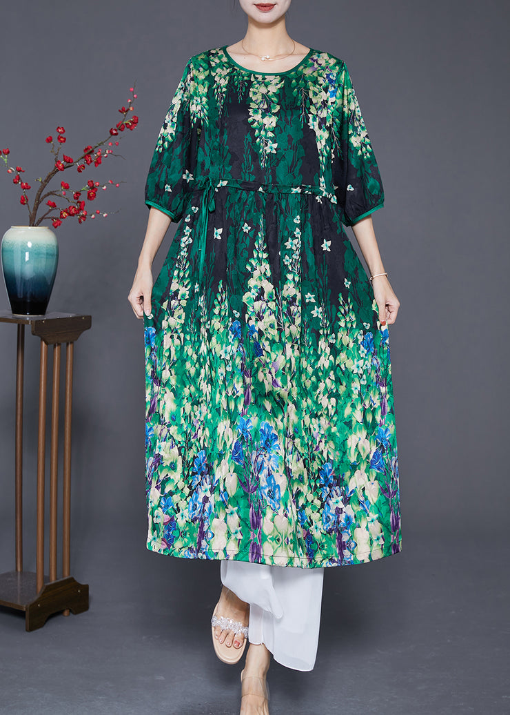 Elegant Oversized Cinched Wear On Both Sides Silk Long Dresses Summer