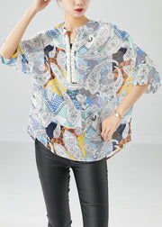 Elegant Oversized Print Chiffon Shirt Top Summer