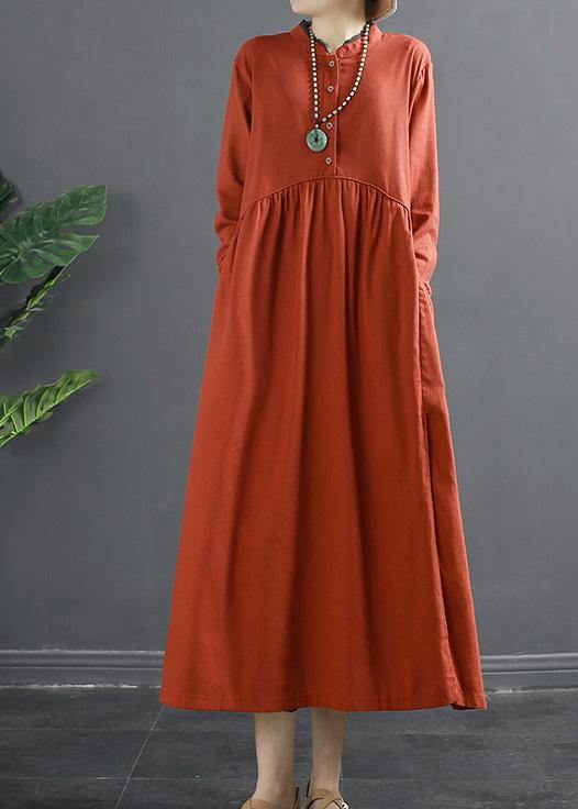 Elegant Patchwork Cinched Wardrobes Shape Red Robe Dress - SooLinen