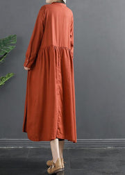 Elegant Patchwork Cinched Wardrobes Shape Red Robe Dress - SooLinen
