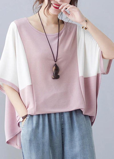 Elegant Pink O-Neck Half Sleeve Summer Blouse Top - SooLinen