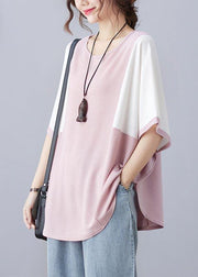 Elegant Pink O-Neck Half Sleeve Summer Blouse Top - SooLinen