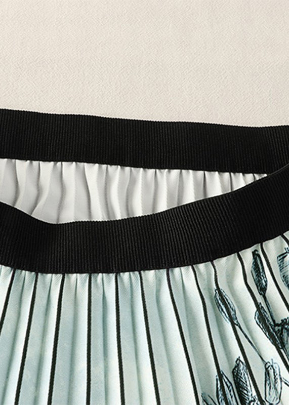 Elegant Print Wrinkled Elastic Waist A Line Skirts Summer