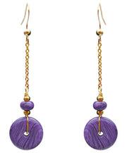 Elegant Purple 14K Gold Crystal Drop Earrings