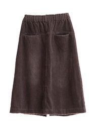Elegant Purple Pockets Corduroy Casual Skirt Spring