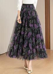 Elegant Purple Print Exra Large Hem Tulle Holiday Skirts Spring