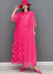 Elegantes rotes asymmetrisches Patchwork-Tüll-langes Kleid Vestidos Summer