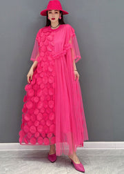Elegant Red Asymmetrical Patchwork Tulle Long Dress Vestidos Summer