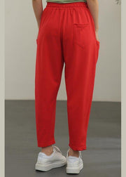 Elegant Red crop Harem  Pants Summer - SooLinen