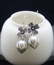Elegant Silk Sterling Silver Lotus Drop Earrings