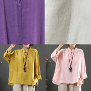 Elegant Stand Collar Pockets Spring Blouse Wardrobes Pink Blouse - SooLinen