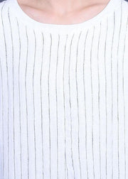 Elegant Striped Tie Dye asymmetrical design Cotton Linen Summer Dress - SooLinen