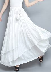 Elegante weiße asymmetrische elastische Taille Faltenröcke Sommer