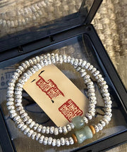 Elegant White Jade Bodhi Seed Double Circle Bracelet