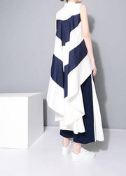 Elegant White Patchwork Bluelow high design Blouses - SooLinen