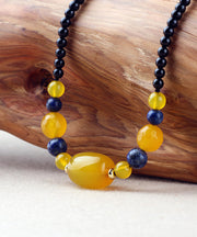 Elegant Yellow Agate Gem Stone Graduated Bead Necklace