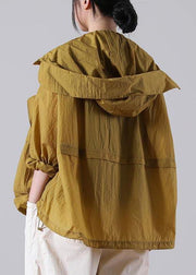 Elegant Yellow Loose UPF 50+ Coat Jacket Hoodie Coat Summer - SooLinen